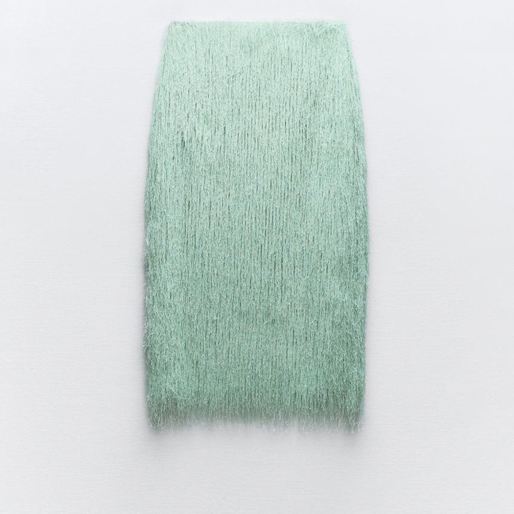 ZARA Mint Fringe Skirt
